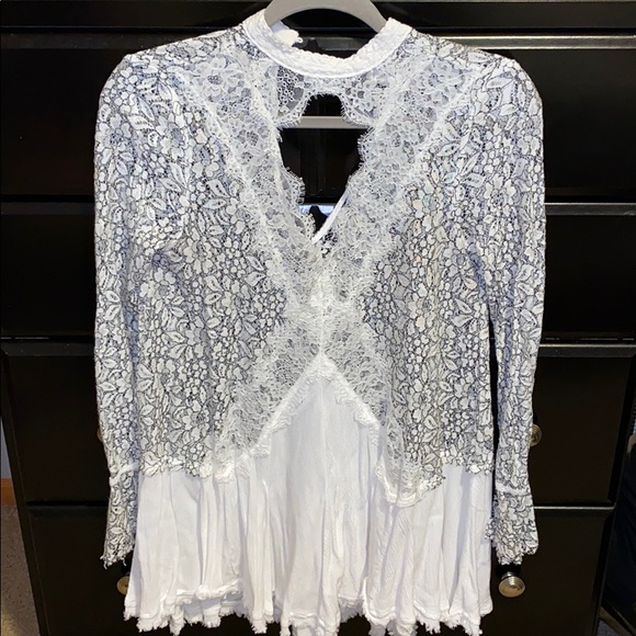 WHITE LACEY FREE PEOPLE DRESS - Picture 1 of 5